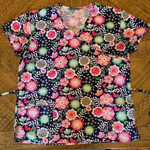 Wear For Care Women’s Scrub Top Floral Bright Colors